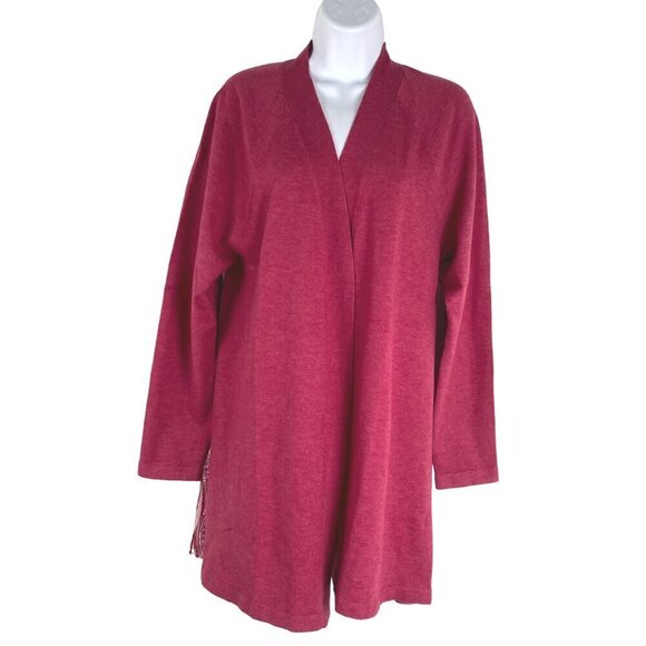 Soft Surroundings Pattern Back Cardigan Large Paisley Pink Raspberry NWT CJ-1658 - Picture 3 of 11